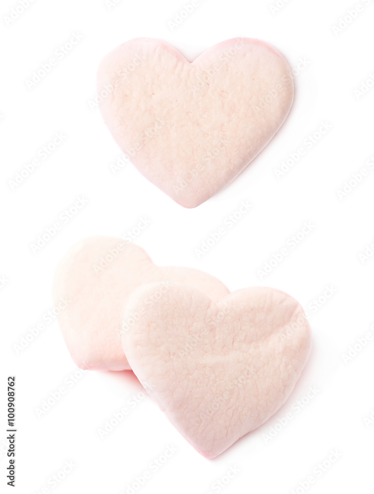 Pink heart shaped candy isolated