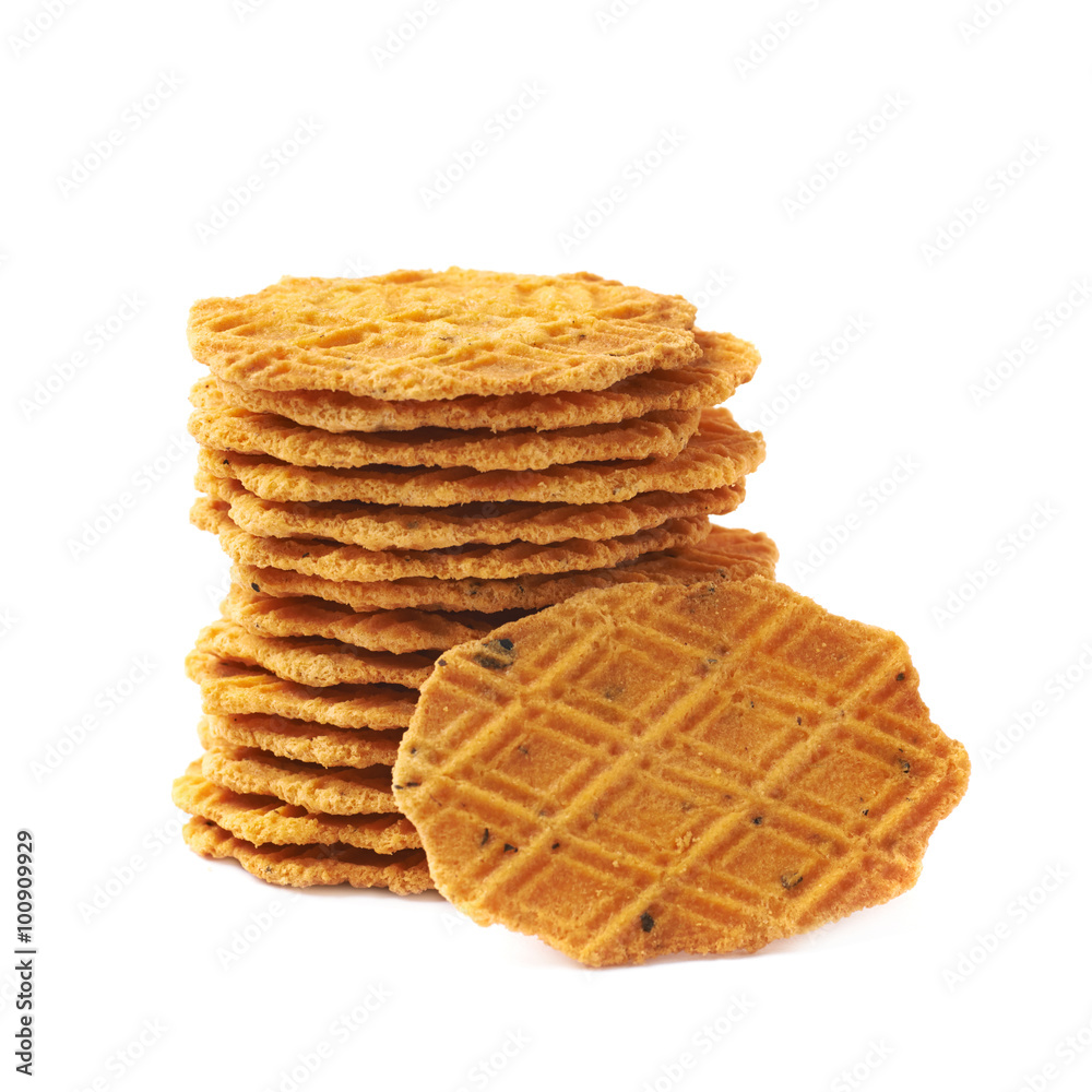 Stack of flat cookies isolated Stack of flat cookies isolated