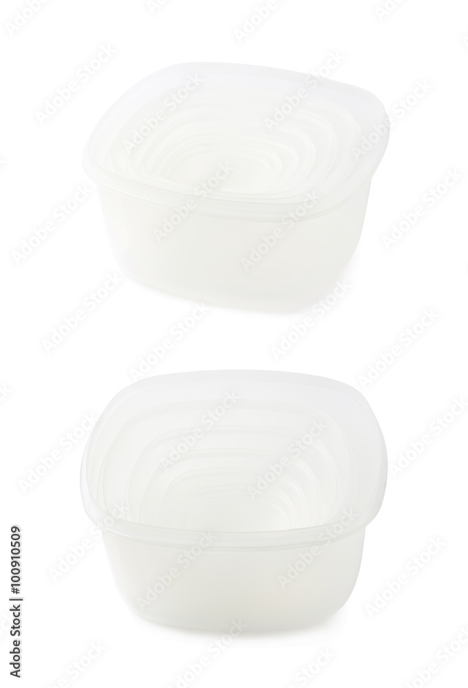 Stack of plastic food containers isolated Stack of plastic food containers isolated