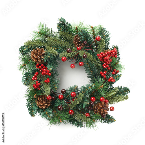 Christmas fir wreath isolated