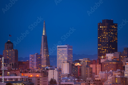 Evening view on San Francisco downtown