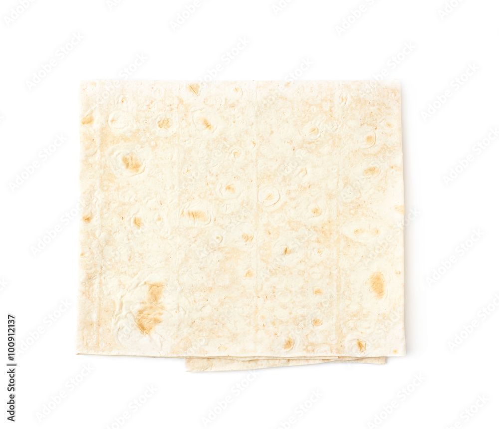 Thin armenian lavash bread isolated