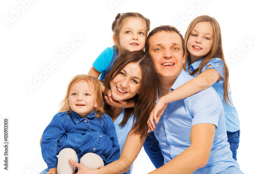Portrait of family  happiness and love concept