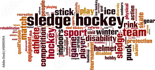 Sledge hockey word cloud concept. Vector illustration