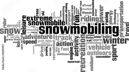 Snowmobiling word cloud concept. Vector illustration