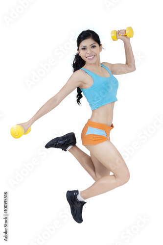 Fitness Woman Exercising Isolated