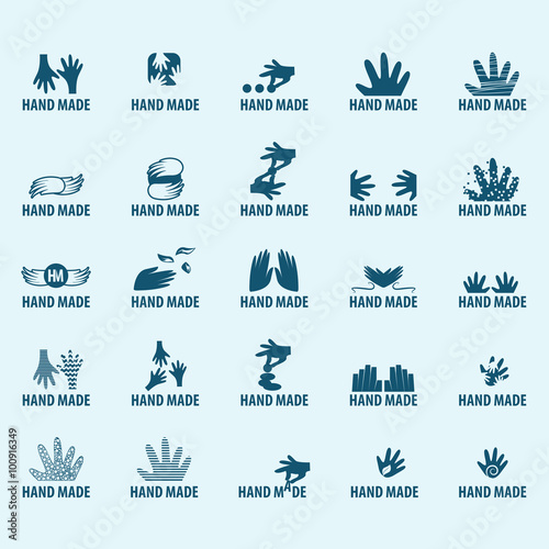 Hand Made Icons Set - Isolated On Blue Background - Vector Illustration, Graphic Design, Editable For Your Design