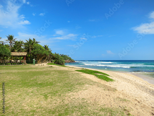 Greens at the empty beach in Weligama bay, Sri Lanka