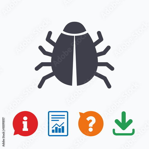 Bug sign icon. Virus symbol. Software bug error
