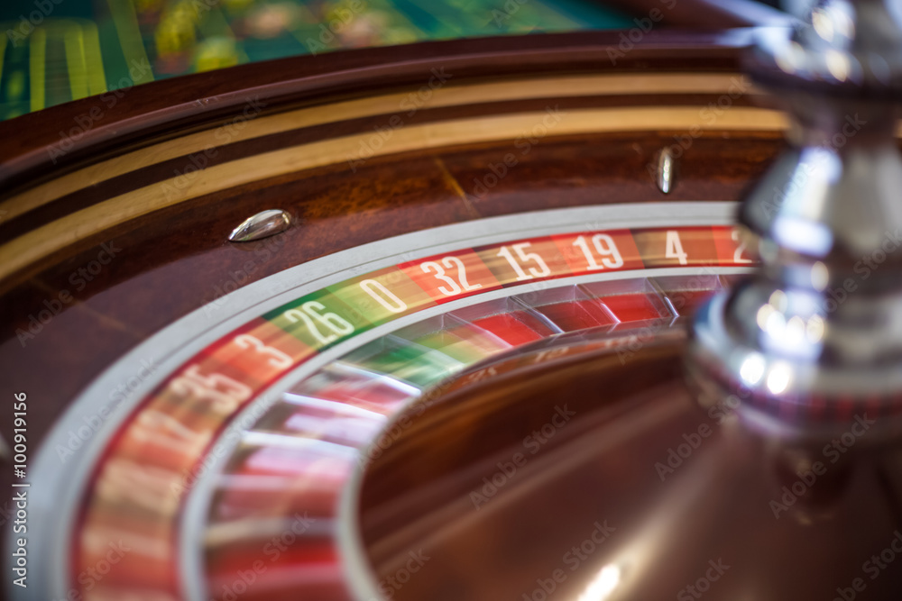 Picture of a classic casino roulette wheel. Picture of a classic casino roulette wheel.