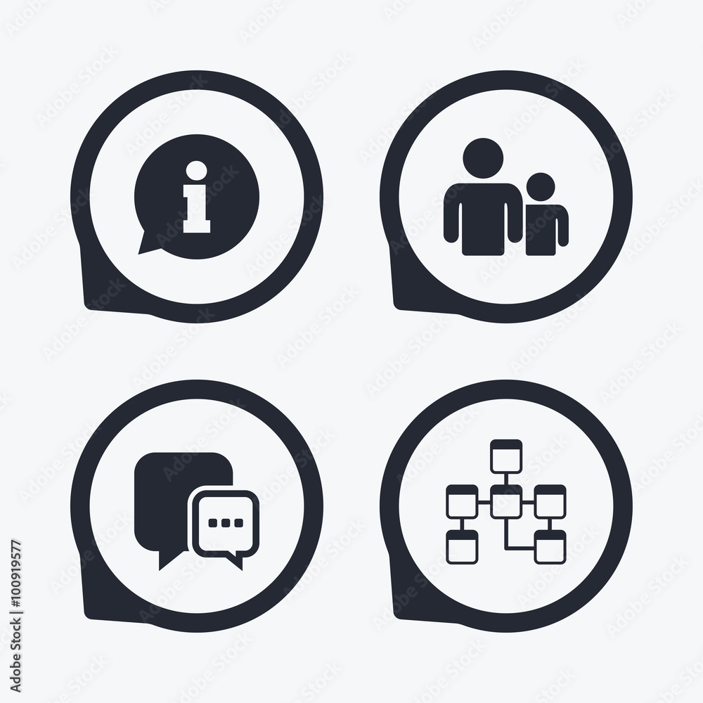 Information sign and group. Communication icons. Information sign and group. Communication icons.
