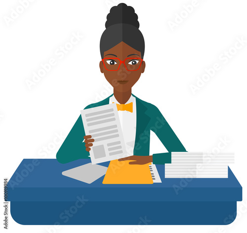HR manager checking files.