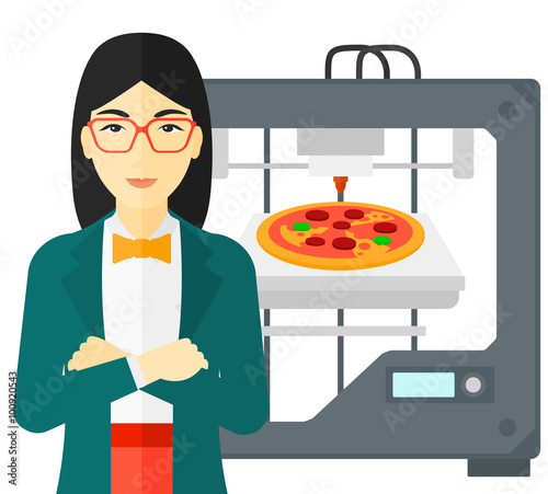 Woman with three D printer.
