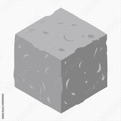 Cartoon Isometric rock stone game brick cube.