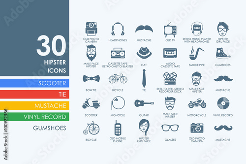 Set of hipster icons