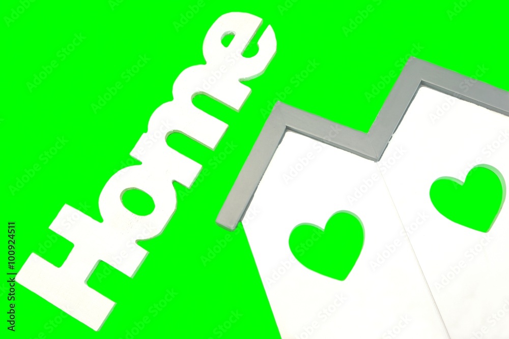 House Model With Windows Heart And White Sign Home Isolated House Model With Windows Heart And White Sign Home Isolated