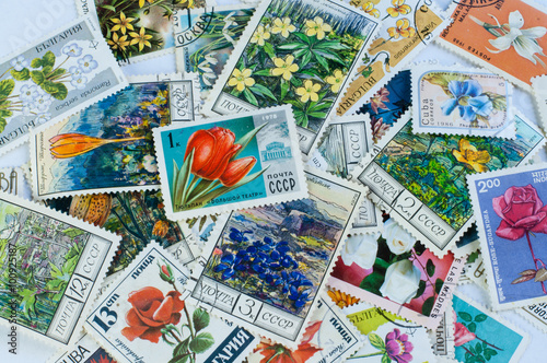 Collection of floral post stamps