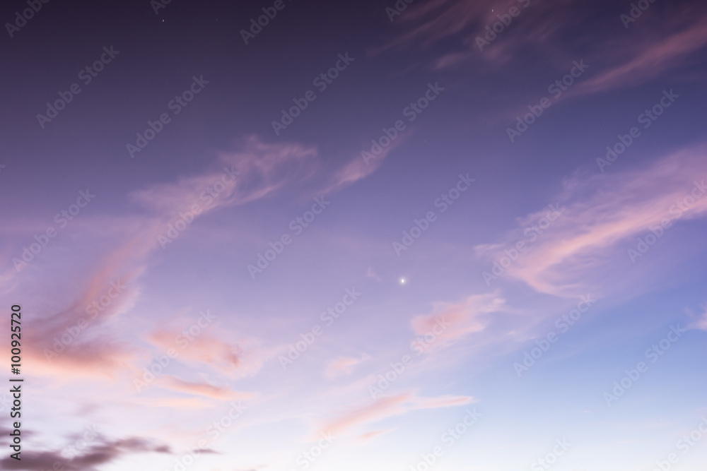 Sunset sky with colored clouds