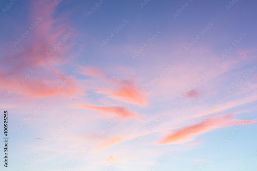 Sunset sky with colored clouds