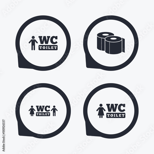 Toilet paper icons. Gents and ladies room.