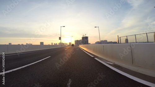 Wallpaper Mural Sunrise drive over the Rainbow Bridge in Tokyo. Torontodigital.ca