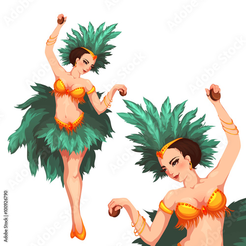 Woman samba dancer. Rio carnival. Vector illustration