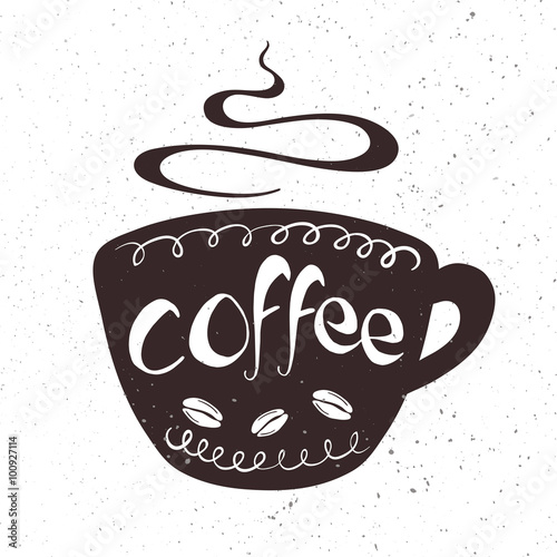 vector hand drawn lettering coffee badge, labels, signs. Monochrome design with stylish elements.