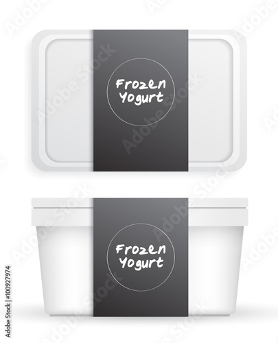 Plastic Bucket : Ice cream or Yogurt Container : Vector Illustration