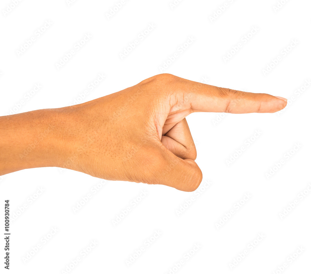 pointing symbol of hand white isolated