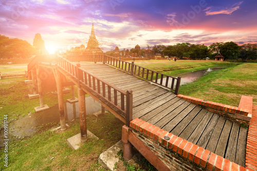 Landscape view from Wat Mahathat, Ayutthaya, Thailand .
