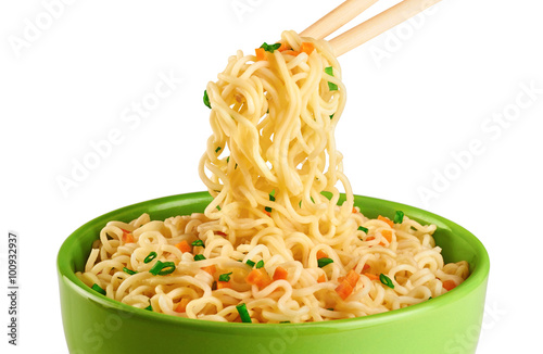 Photography Bowl of instant noodles isolated on white background.