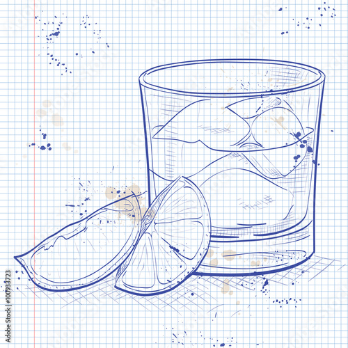 Rusty Nail Cocktail on a notebook page