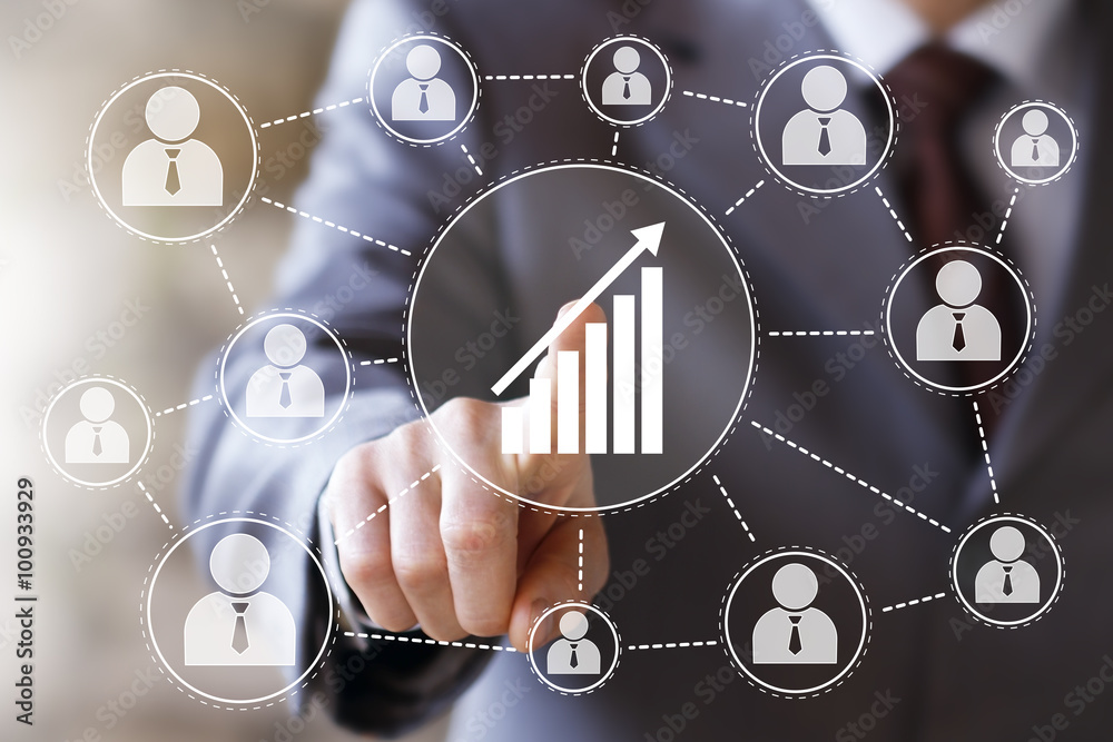 Man with web chart online business diagram web Man with web chart online business diagram web