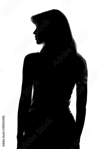 silhouette of a female figure on a white background