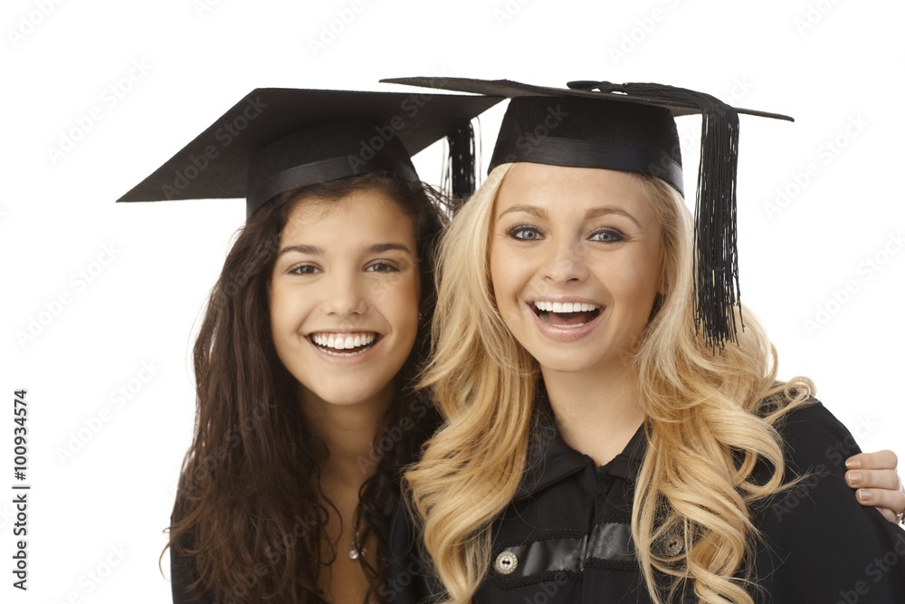 Beautiful graduates smiling happy Beautiful graduates smiling happy