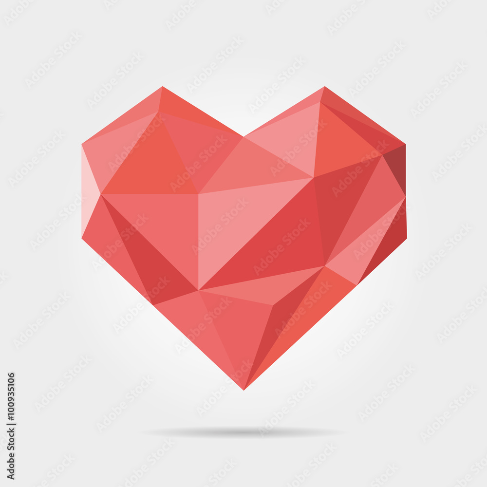 Polygonal Heart in Vector - obrazy, fototapety, plakaty 
