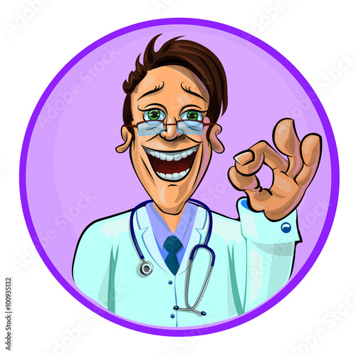 Vector illustration of a doctor showing OK sign