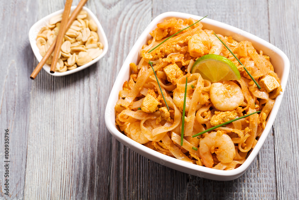 Pad Thai. Thailand's national dishes, stir-fried rice noodles Pad Thai. Thailand's national dishes, stir-fried rice noodles