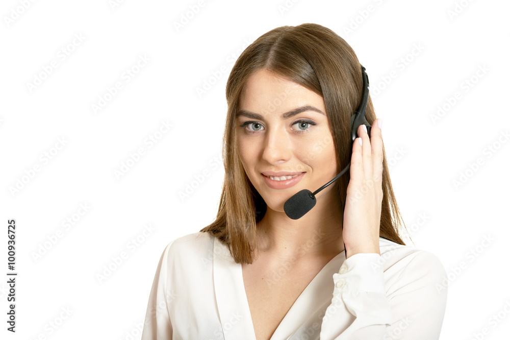 Service operator woman with headset Service operator woman with headset
