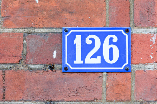 House number 126 sign
