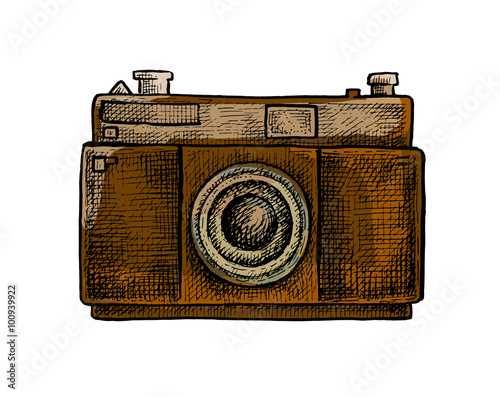 Hand drawn camera. Vector illustration