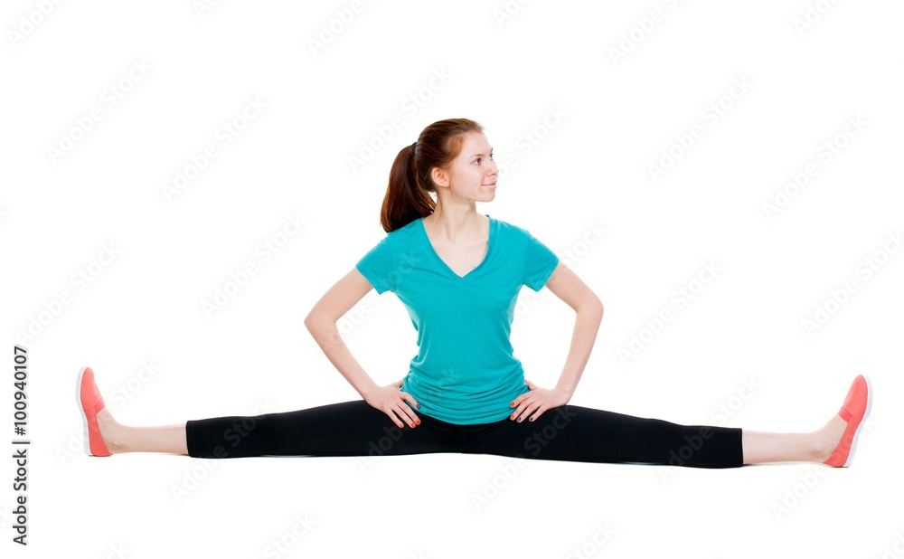 back view of standing young beautiful woman in sport dress inv back view of standing young beautiful woman in sport dress inv