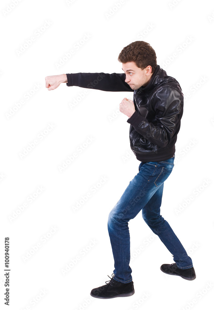 skinny guy funny fights waving his arms and legs. skinny guy funny fights waving his arms and legs.