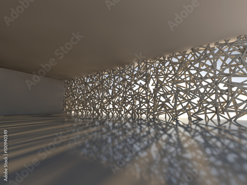 Render of an Empty Room with abstract Window