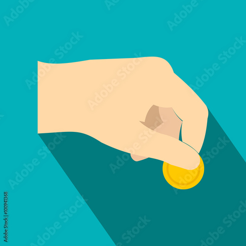 Hand with coin flat icon