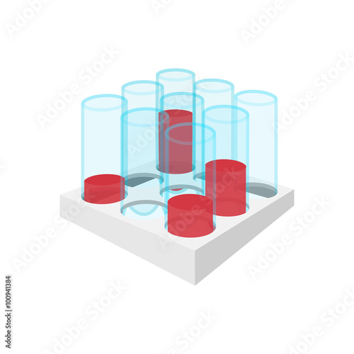 Medical test tubes with blood in holder icon
