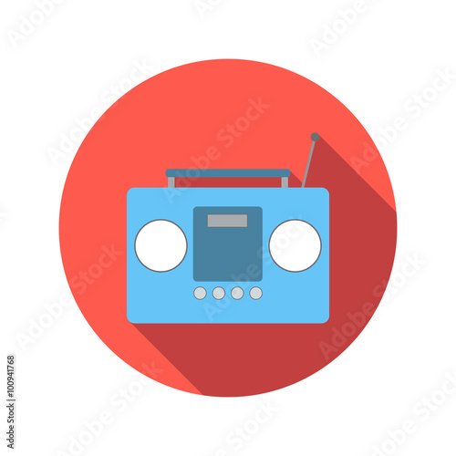 Boom box or radio cassette tape player flat icon