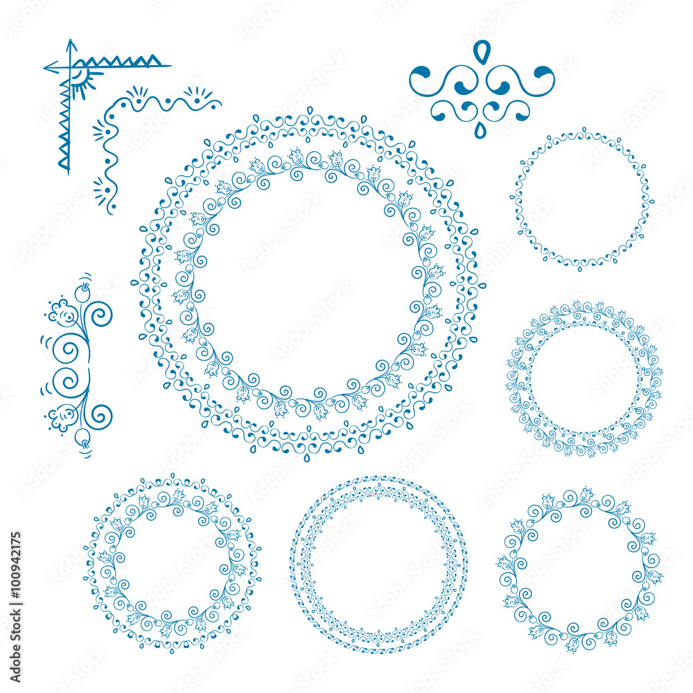 Vector Hand Drawn Doodle Border Set Vector Hand Drawn Doodle Border Set