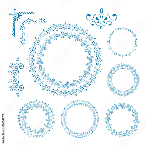 Vector Hand Drawn Doodle Border Set
