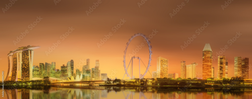 Singapore Skyline and view of Marina Bay